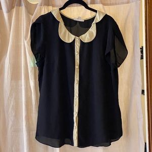 MODCLOTH PETER PAN COLLAR SHORT SLEEVE BLOUSE XL